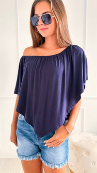 The Everything Top-Navy-110 Short Sleeve Tops-Chatoyant-Coastal Bloom Boutique, find the trendiest versions of the popular styles and looks Located in Indialantic, FL
