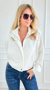Modern Edge Snap Jacket - Off White-160 Jackets-IRIS-Coastal Bloom Boutique, find the trendiest versions of the popular styles and looks Located in Indialantic, FL
