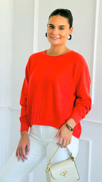 Spice Route Seam Detail Sweater - Burnt Orange-140 Sweaters-Zenana-Coastal Bloom Boutique, find the trendiest versions of the popular styles and looks Located in Indialantic, FL