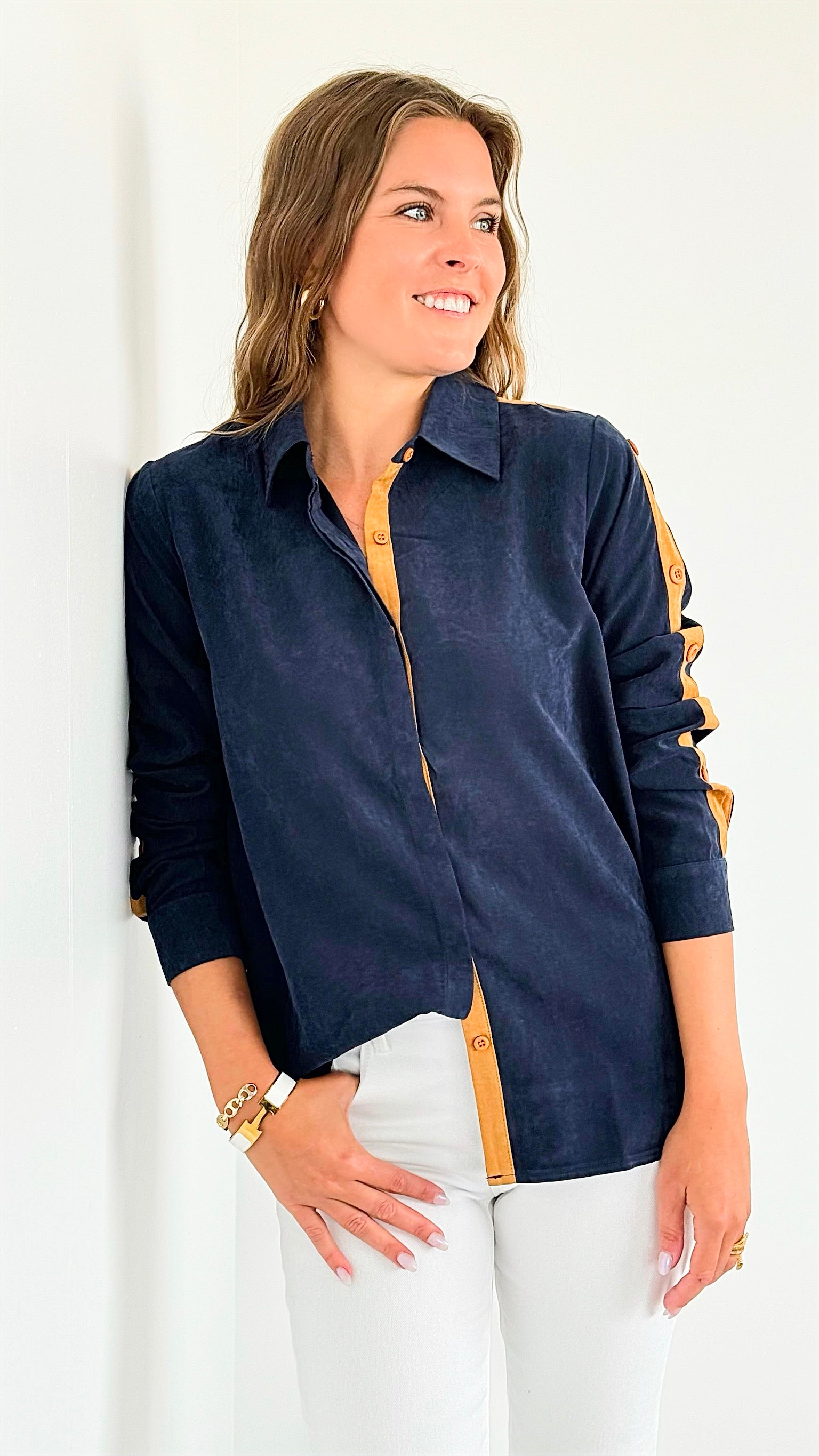 Desert Trail Button Accent Top-130 Long Sleeve Tops-mystree-Coastal Bloom Boutique, find the trendiest versions of the popular styles and looks Located in Indialantic, FL