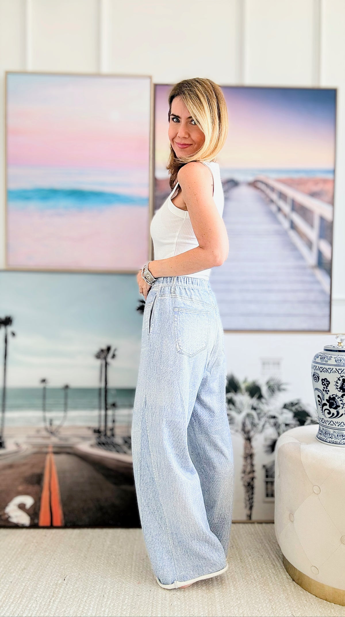 Faux Denim Situation Pant-170 Bottoms-Elan-Coastal Bloom Boutique, find the trendiest versions of the popular styles and looks Located in Indialantic, FL