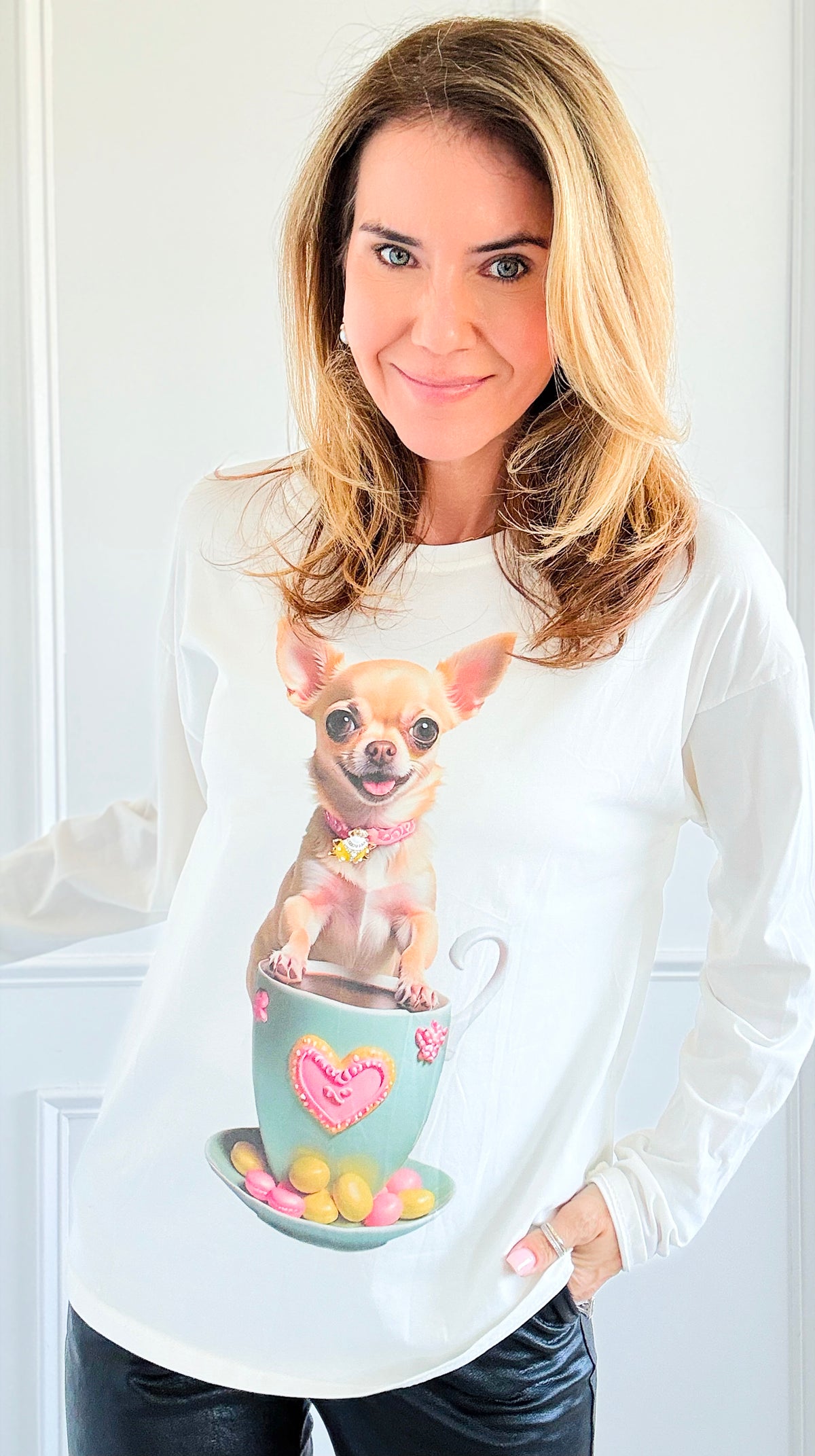 Sweet Puppy Italian Pullover-110 Long Sleeve Tops-Italianissimo-Coastal Bloom Boutique, find the trendiest versions of the popular styles and looks Located in Indialantic, FL