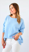 Chic Cozy Italian Sweater- Sky Blue-140 Sweaters-Italianissimo-Coastal Bloom Boutique, find the trendiest versions of the popular styles and looks Located in Indialantic, FL