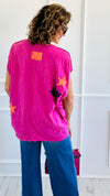 Cosmic Star Child Patch Tee-110 short Sleeve Top-Blue Velvet-Coastal Bloom Boutique, find the trendiest versions of the popular styles and looks Located in Indialantic, FL