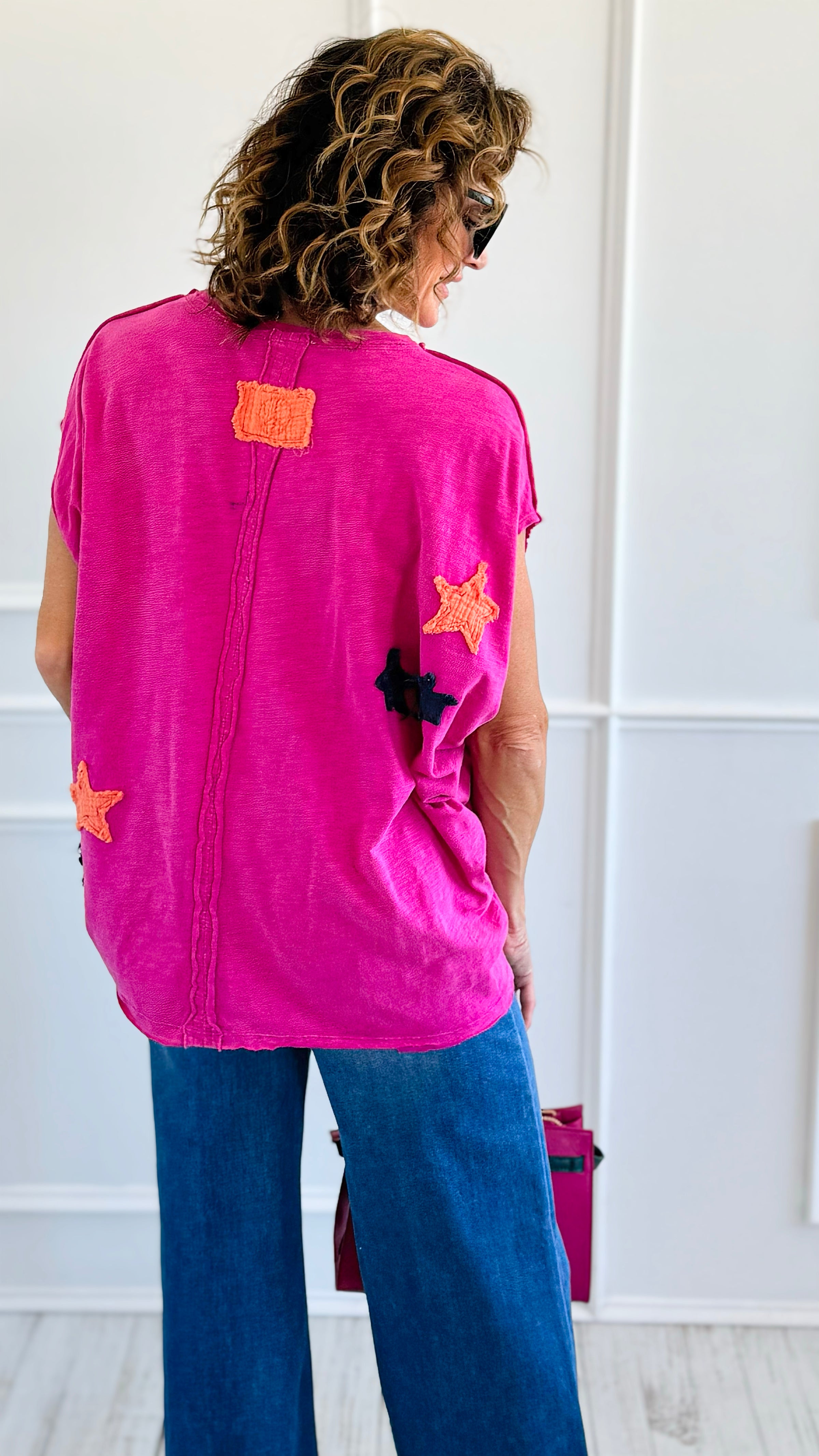 Cosmic Star Child Patch Tee-110 short Sleeve Top-Blue Velvet-Coastal Bloom Boutique, find the trendiest versions of the popular styles and looks Located in Indialantic, FL