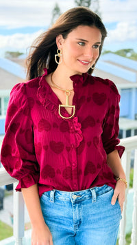 Heartfelt Ruffle Button Down Top