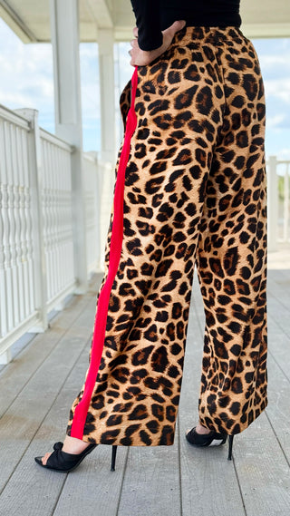 Leopard Stripe Lounge Pants - Red/Wild