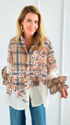 Garden Plaid Ruffle Bell Sleeve Italian Blouse-130 Long sleeve top-Italianissimo-Coastal Bloom Boutique, find the trendiest versions of the popular styles and looks Located in Indialantic, FL
