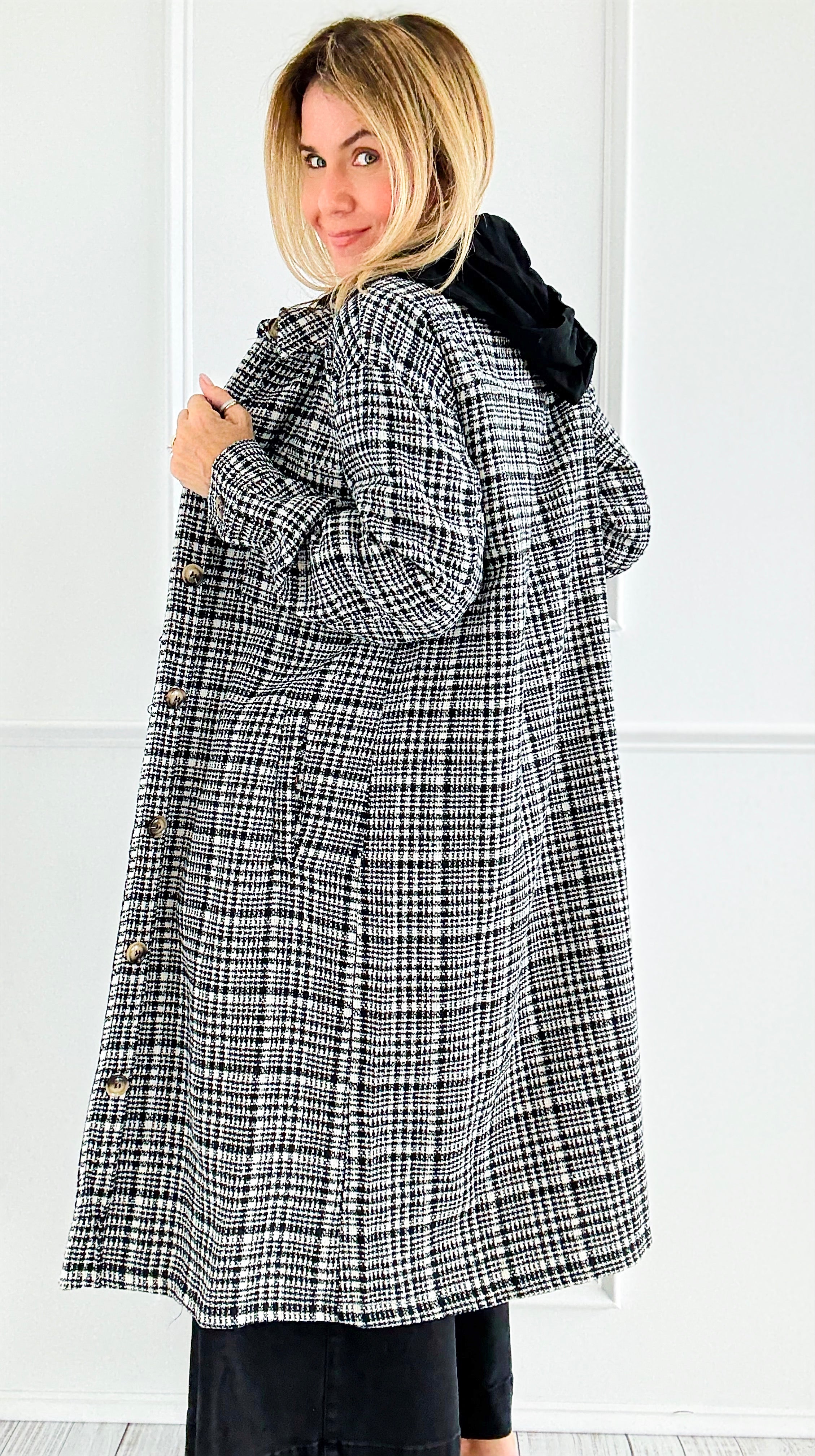 Weekend Plaid Hooded Coat-160 Jackets-mystree-Coastal Bloom Boutique, find the trendiest versions of the popular styles and looks Located in Indialantic, FL