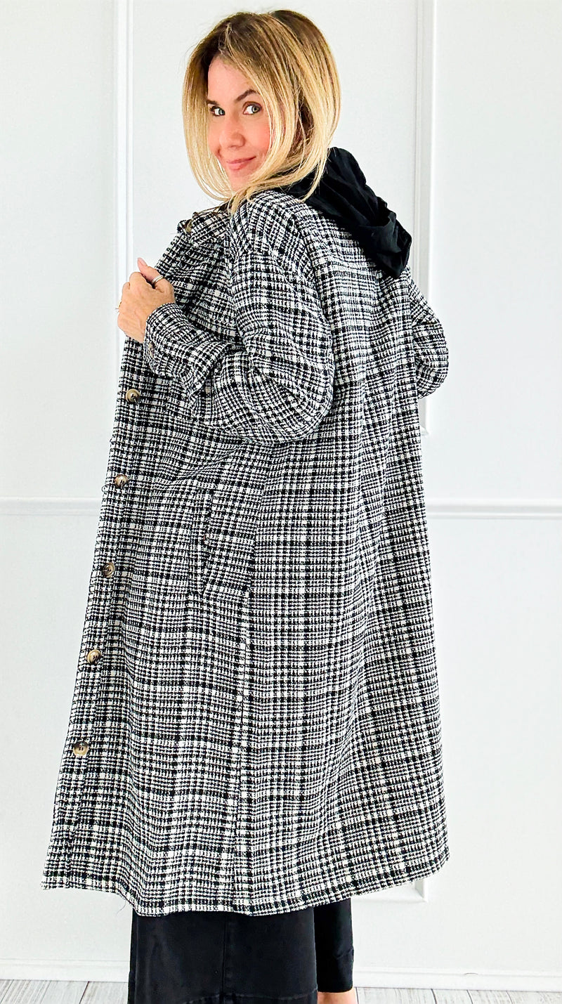 Weekend Plaid Hooded Coat-160 Jackets-mystree-Coastal Bloom Boutique, find the trendiest versions of the popular styles and looks Located in Indialantic, FL