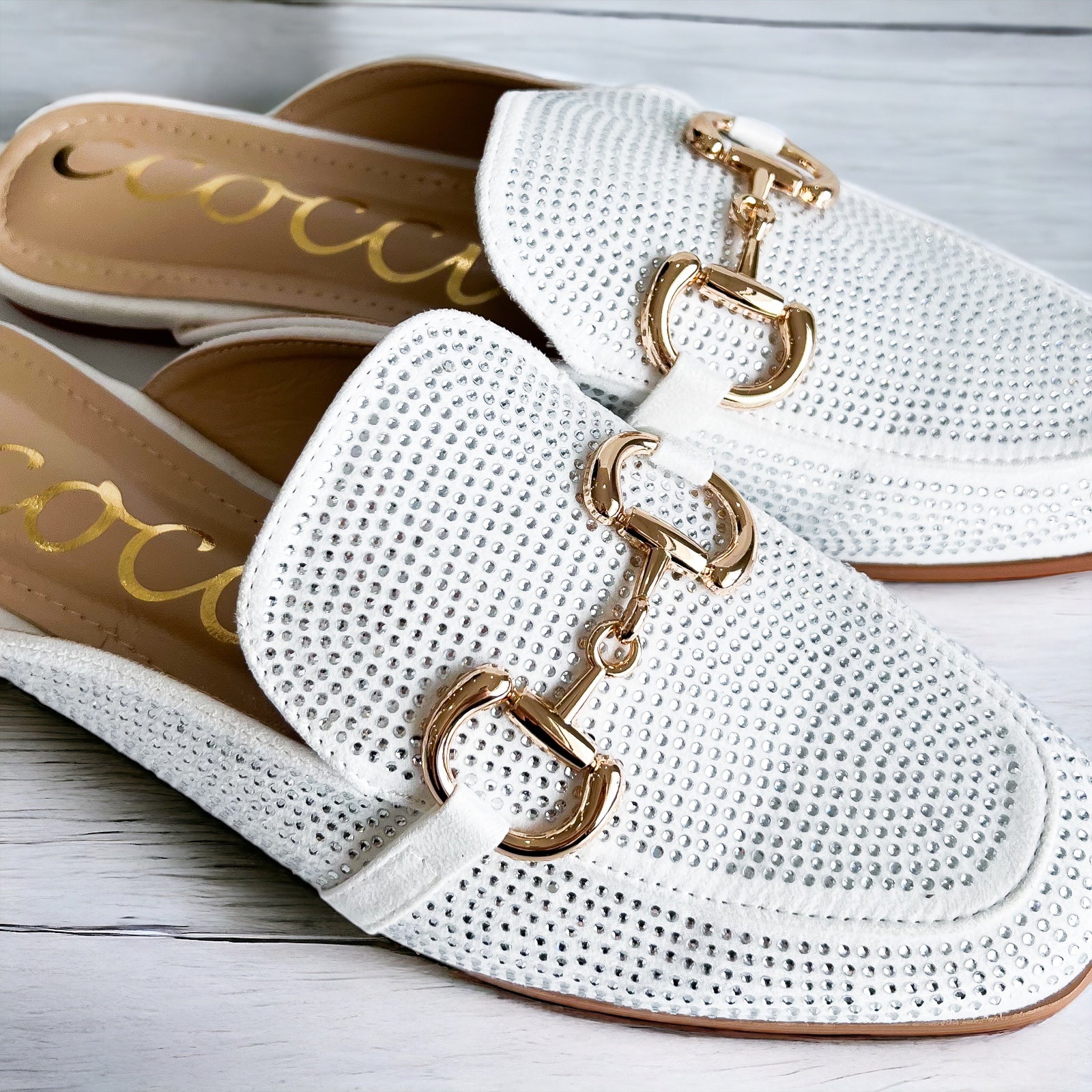 Horsebit Bejeweled Loafer Mule -White-250 Shoes-CCOCCI-Coastal Bloom Boutique, find the trendiest versions of the popular styles and looks Located in Indialantic, FL