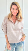 Whispers from the Hills Zip Sweatshirt - Ash Mocha-130 Long sleeve top-Zenana-Coastal Bloom Boutique, find the trendiest versions of the popular styles and looks Located in Indialantic, FL