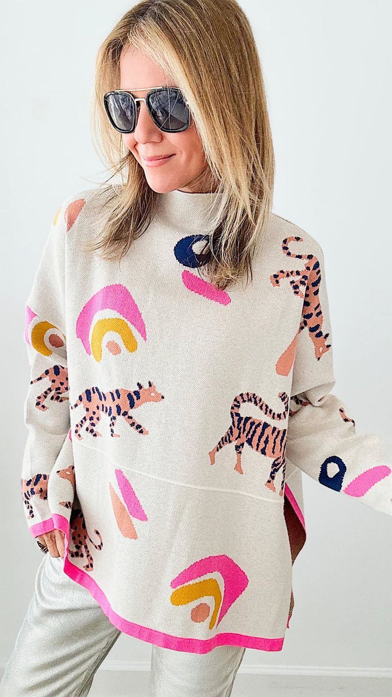 Happy and Wild Tunic Sweater-140 Sweaters-THML-Coastal Bloom Boutique, find the trendiest versions of the popular styles and looks Located in Indialantic, FL