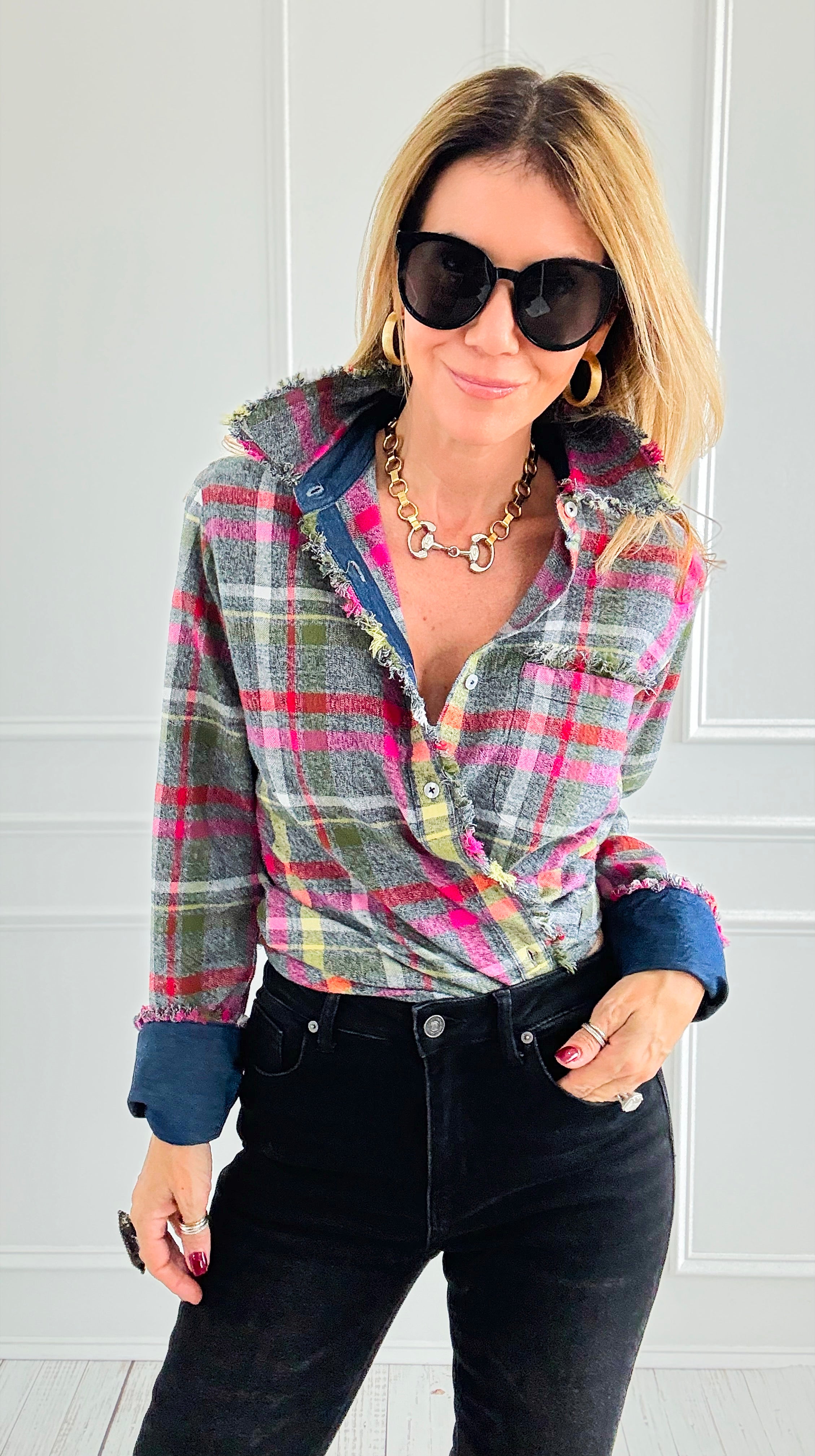 PRE ORDER Cape Cod Flannel Top-110 Long Sleeve Tops-Dizzy Lizzie-Coastal Bloom Boutique, find the trendiest versions of the popular styles and looks Located in Indialantic, FL