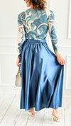 Azure Dream Italian Maxi Skirt- Slate Blue-170 Bottoms-AZUL MONACO-Coastal Bloom Boutique, find the trendiest versions of the popular styles and looks Located in Indialantic, FL