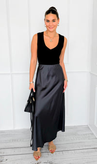 Isabella Italian Skirt- Charcoal-170 Bottoms-SEE YOU IN ROME-Coastal Bloom Boutique, find the trendiest versions of the popular styles and looks Located in Indialantic, FL