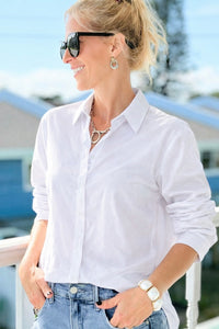 Poplin Ease Button Shirt - White