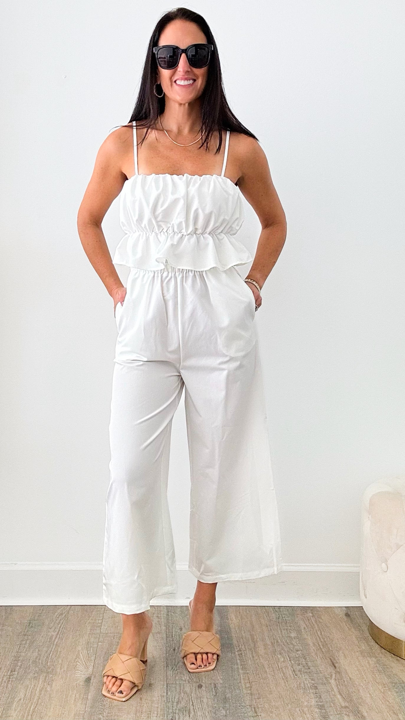 Heavenly Ruffle Jumpsuit-200 dresses/jumpsuits/rompers-Rousseau-Coastal Bloom Boutique, find the trendiest versions of the popular styles and looks Located in Indialantic, FL
