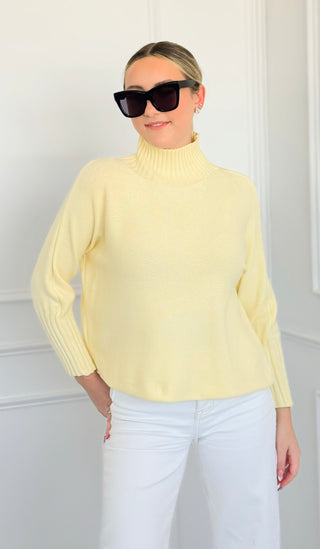 Break Free Long Sleeve Italian Sweater Top - Butter Yellow
