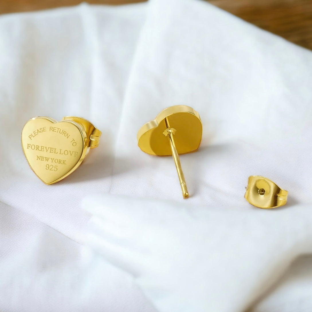 Heart Shape Stud Earrings-Gold-230 Jewelry-Darling-Coastal Bloom Boutique, find the trendiest versions of the popular styles and looks Located in Indialantic, FL