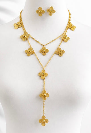 Rosette Cascade Layered Necklace Set