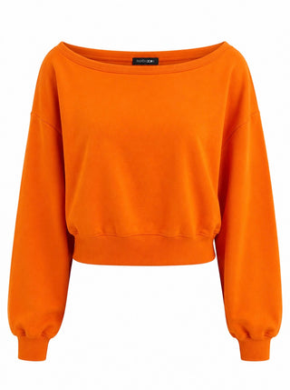 Off-Shoulder Sweatshirt Top - Orange