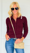 Poetry Club Knit Cardigan - Burgundy-140 Sweaters-LOVE TREE-Coastal Bloom Boutique, find the trendiest versions of the popular styles and looks Located in Indialantic, FL