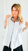 Wild Contrast Collar Italian Shirt-110 Long Sleeve Tops-STAR SRL-Coastal Bloom Boutique, find the trendiest versions of the popular styles and looks Located in Indialantic, FL