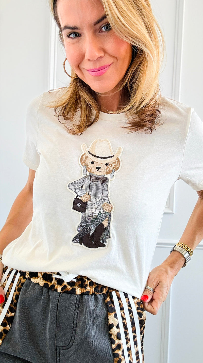 Custom CB Cowbear Chic T-Shirt-110 Short Sleeve Tops-Holly-Coastal Bloom Boutique, find the trendiest versions of the popular styles and looks Located in Indialantic, FL