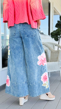 Vintage Blossom Corduroy Pants