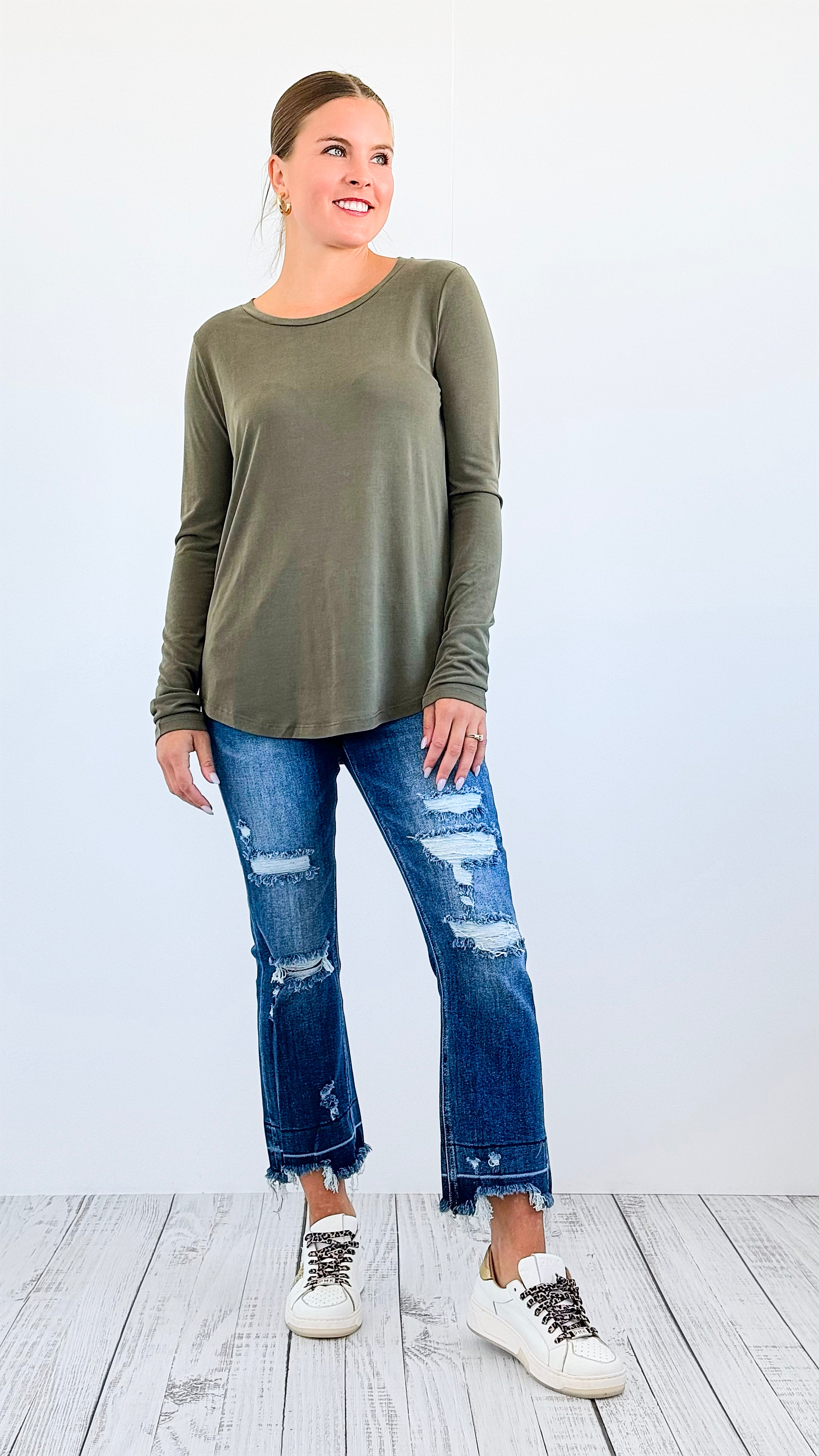 Soft Hi-Lo Modal Tee-Shirt-100 Sleeveless Tops-mystree-Coastal Bloom Boutique, find the trendiest versions of the popular styles and looks Located in Indialantic, FL