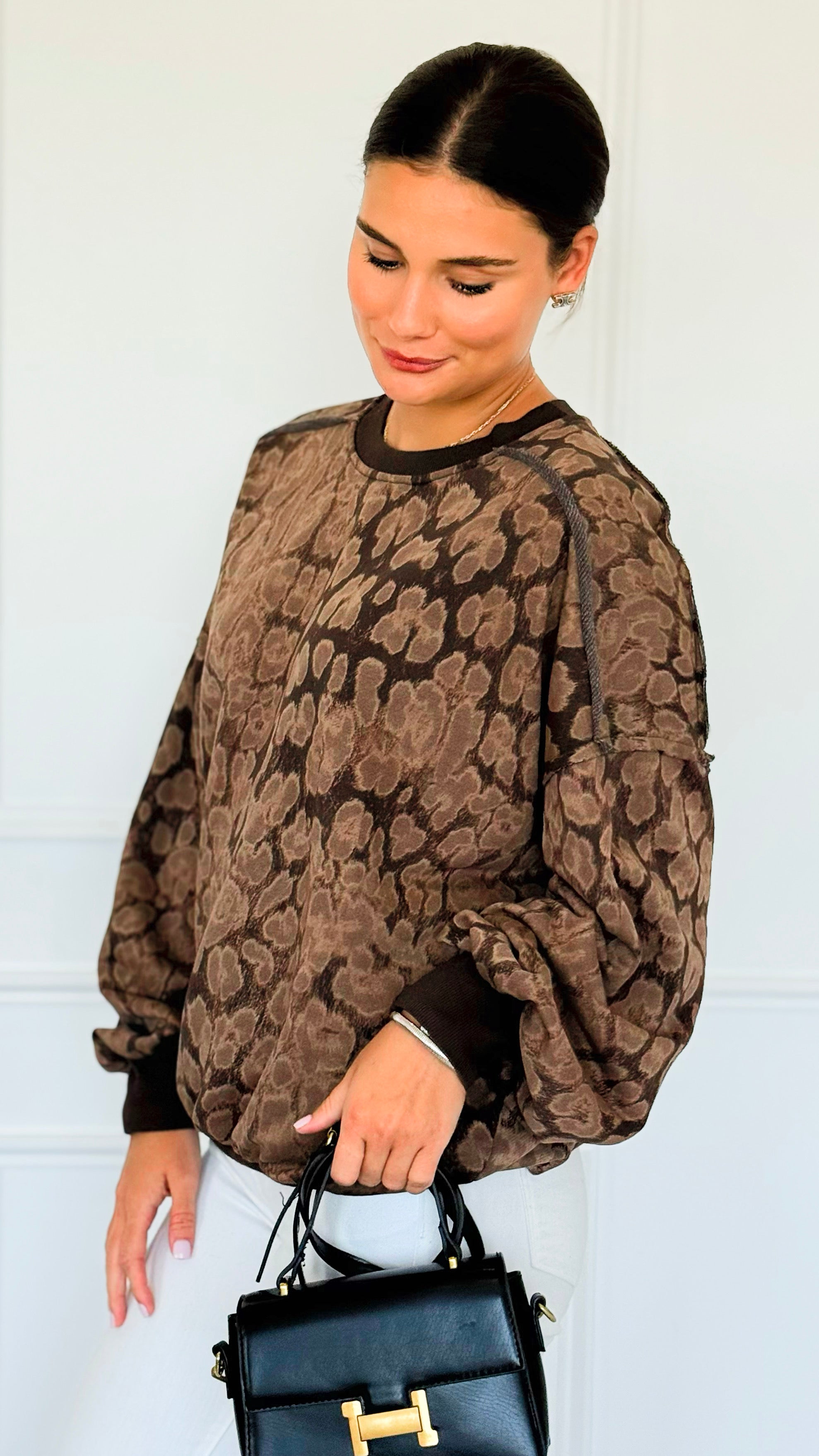 Paw Prism Italian Sweatshirt-Espresso-130 Long Sleeve Tops-Italianissimo-Coastal Bloom Boutique, find the trendiest versions of the popular styles and looks Located in Indialantic, FL