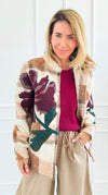Midwest Bloom Oversized Patch Shacket-160 Jackets-SMOKE RISE RED-Coastal Bloom Boutique, find the trendiest versions of the popular styles and looks Located in Indialantic, FL