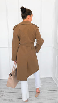 Suede Luxe Italian Long Trench Coat-160 Jackets-KZ SENA-Coastal Bloom Boutique, find the trendiest versions of the popular styles and looks Located in Indialantic, FL