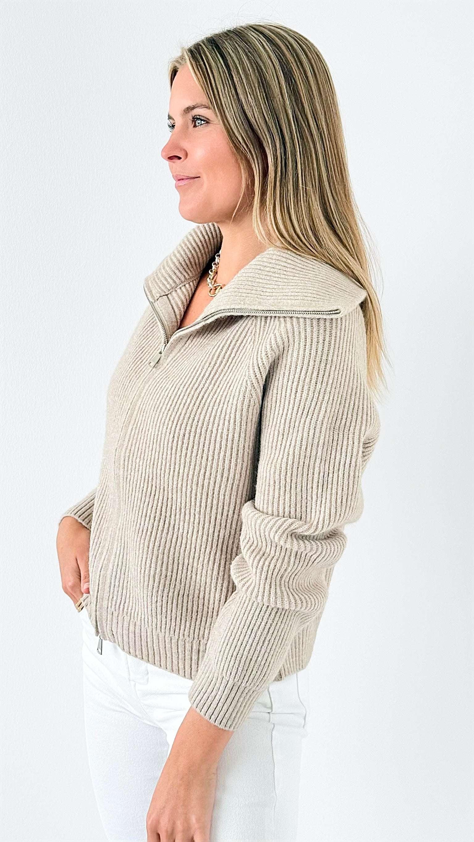 Cozy Luxe Ribbed Zip Cardigan-130 Long sleeve top-YELETE-Coastal Bloom Boutique, find the trendiest versions of the popular styles and looks Located in Indialantic, FL