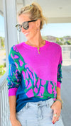 Electric Harmony Colorblock Knit Sweater-140 Sweaters-Umgee-Coastal Bloom Boutique, find the trendiest versions of the popular styles and looks Located in Indialantic, FL