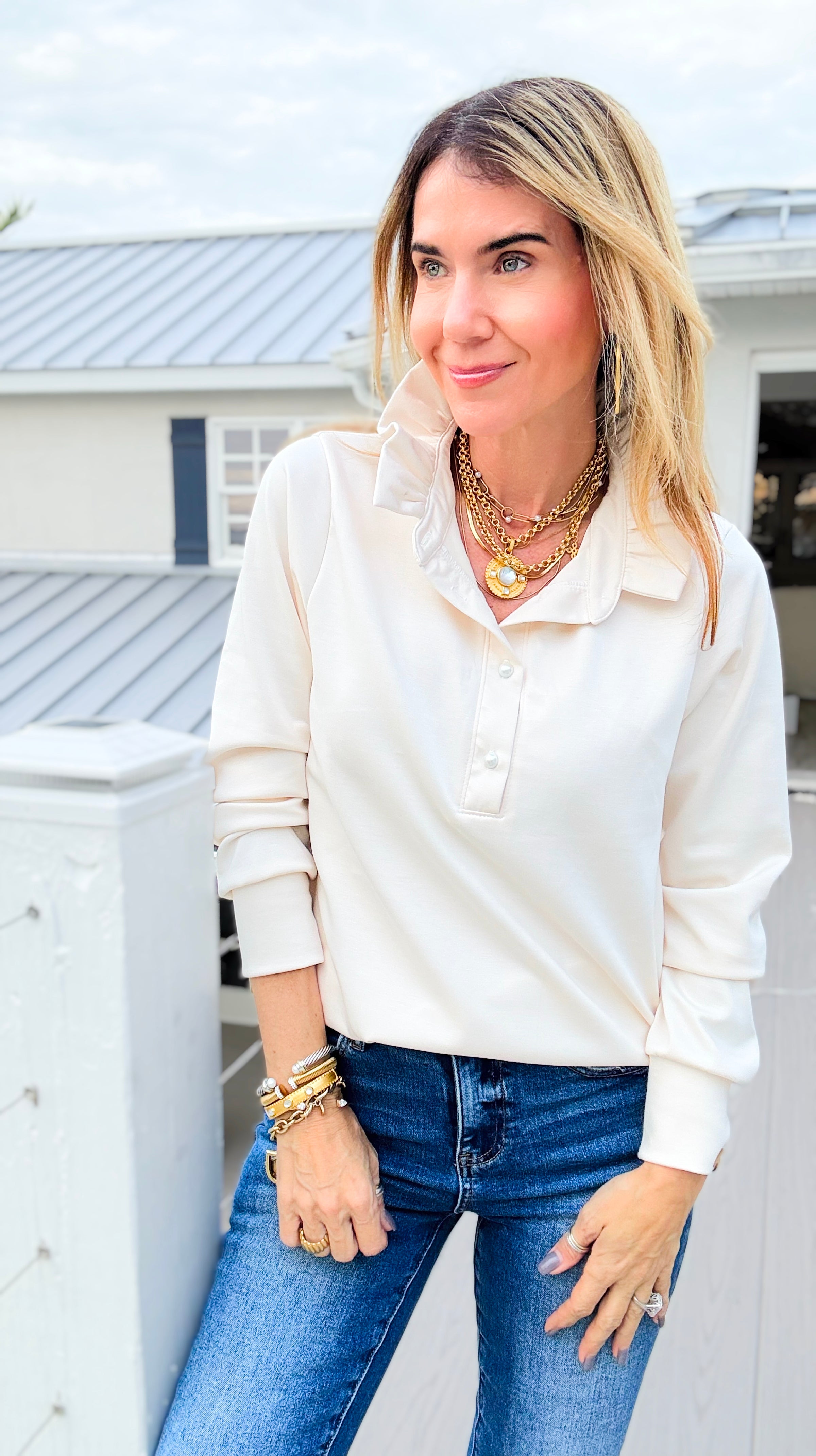 The Juliette Ruffle Long Sleeve Top-110 Long Sleeve Tops-EC COLLECTION INC-Coastal Bloom Boutique, find the trendiest versions of the popular styles and looks Located in Indialantic, FL