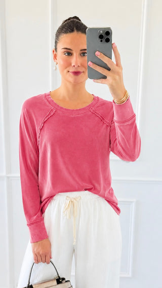 Mineral Wash Raglan Sleeve Top