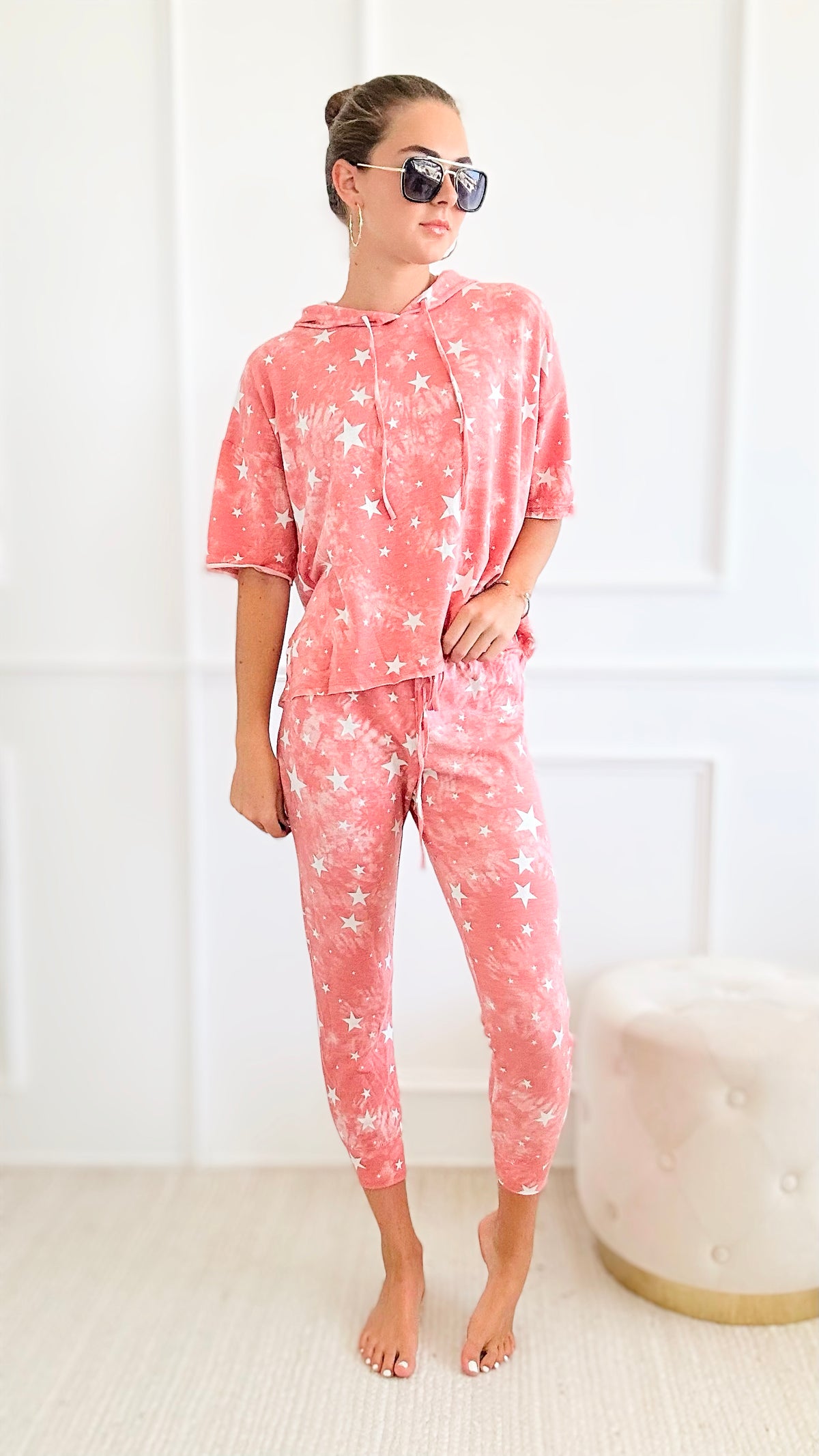 Tie-Dye Star-Print Lounge Wear Set-210 Loungewear/Sets-Phil Love-Coastal Bloom Boutique, find the trendiest versions of the popular styles and looks Located in Indialantic, FL