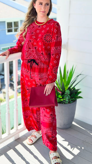Bandana Barrel Italian Pant - Red