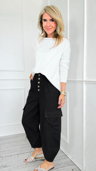 Cargo Crush Italian Barrel Pant- Black