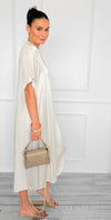 Satin Luxe Italian Long Dress- Oyster-200 Dresses/Jumpsuits/Rompers-Italianissimo-Coastal Bloom Boutique, find the trendiest versions of the popular styles and looks Located in Indialantic, FL