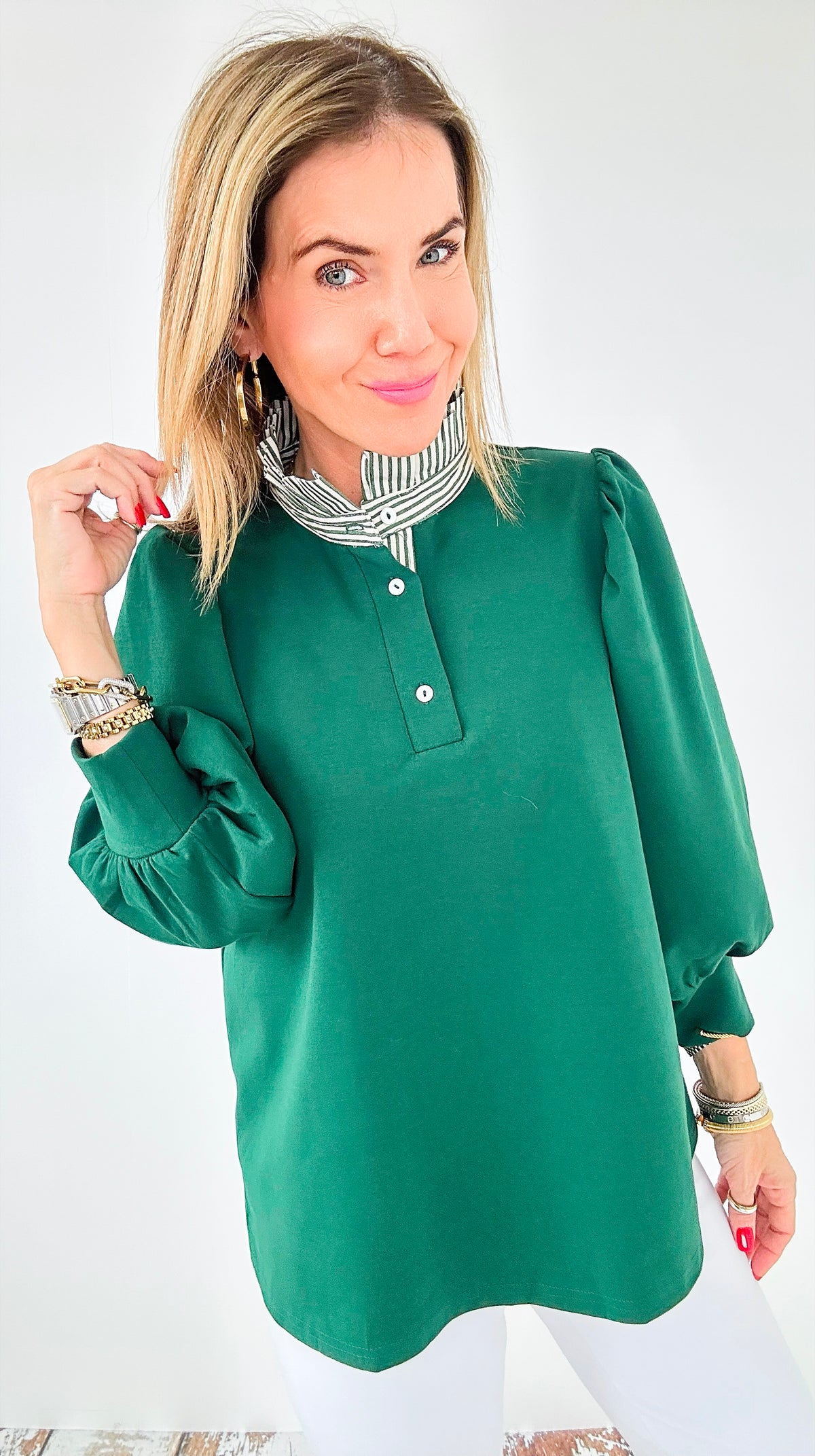 Classic Prep Puff Top-130 Long Sleeve Tops-entro-Coastal Bloom Boutique, find the trendiest versions of the popular styles and looks Located in Indialantic, FL