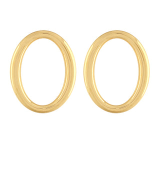 Pair of gold hoop earrings on a white background