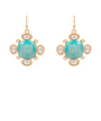 Pearlized Square & Pearl Drop Earrings - Turquoise-230 Jewelry-GS JEWELRY-Coastal Bloom Boutique, find the trendiest versions of the popular styles and looks Located in Indialantic, FL
