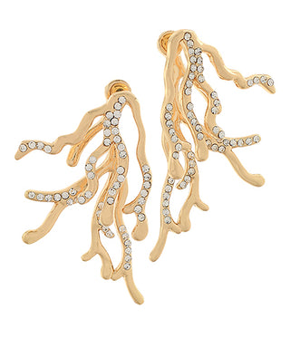 Accented Coral Branch Drop Earrings