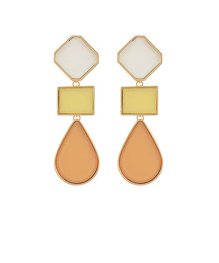 Pair of earrings with geometric shapes on a white background