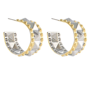 Two-Tone Textured Hoop Earrings
