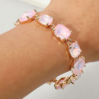 Cushion Stone Bracelet - Opal, Pink-230 Jewelry-NYW-Coastal Bloom Boutique, find the trendiest versions of the popular styles and looks Located in Indialantic, FL