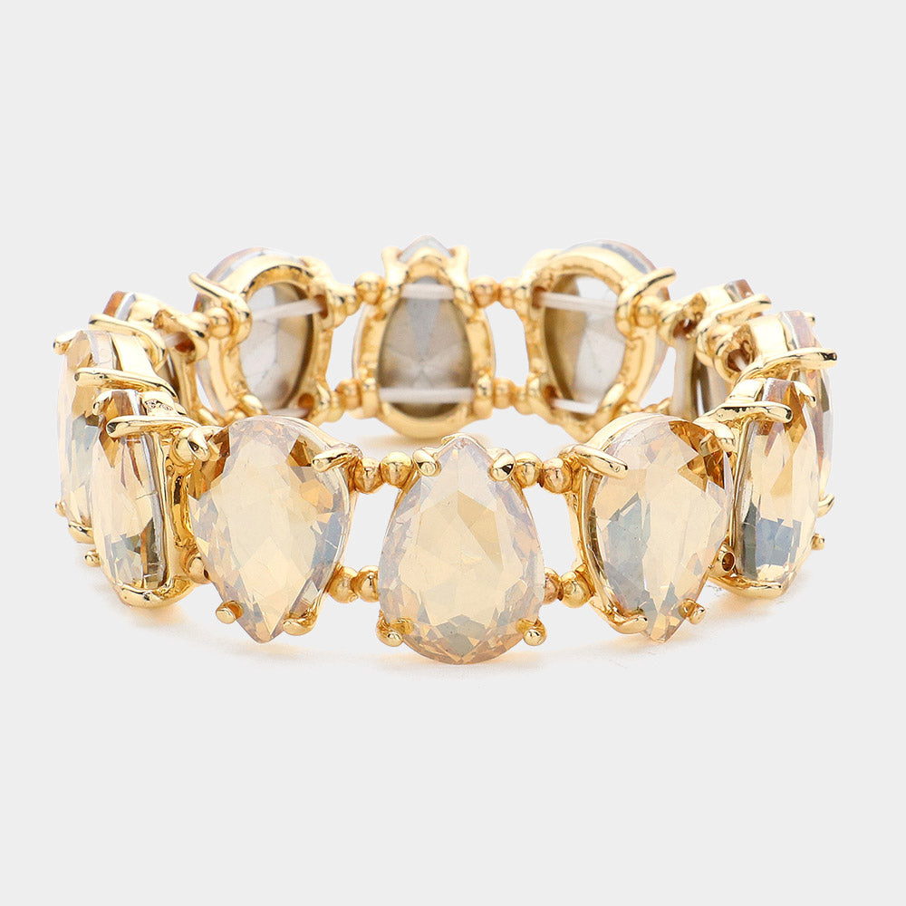 Cushion Stone Bracelet - AB, Taupe-230 Jewelry-NYW-Coastal Bloom Boutique, find the trendiest versions of the popular styles and looks Located in Indialantic, FL